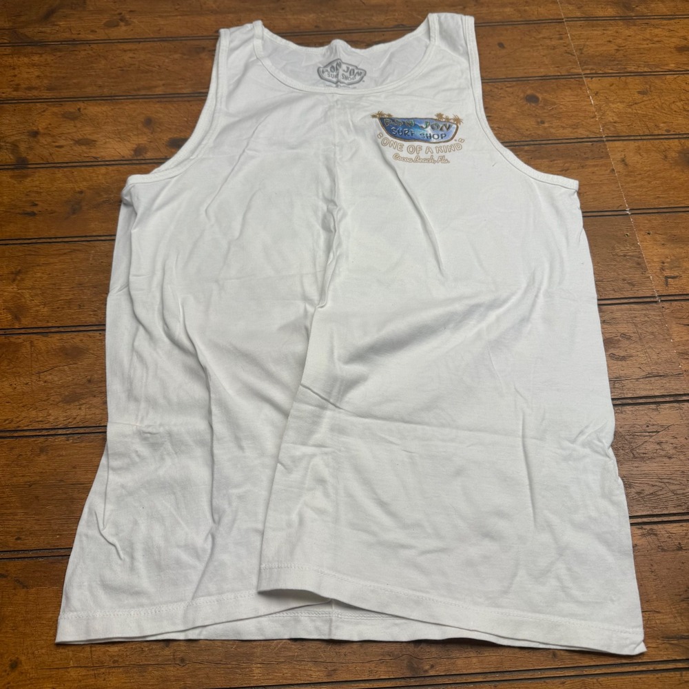 Ron Jon Surf Shop One of a Kind Graphic Tank‎ Top Men's Medium White